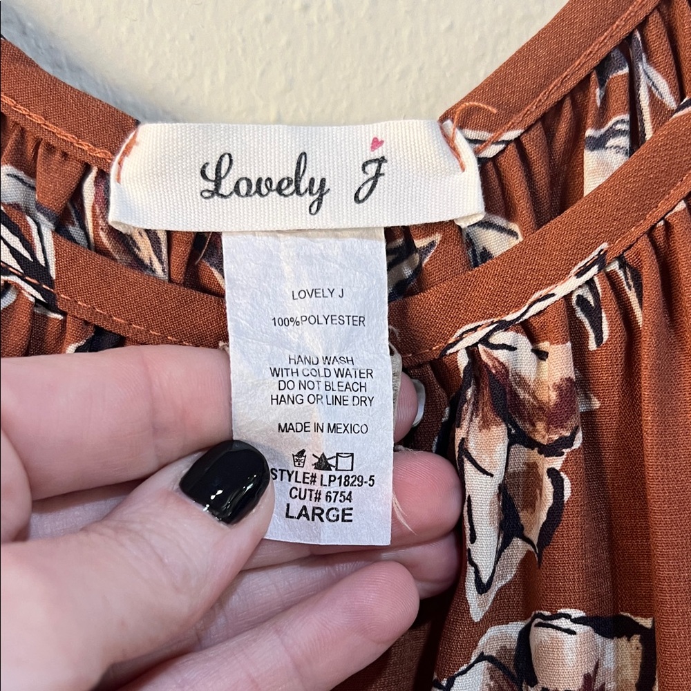 Rust Floral Maxi Slip Dress with Adjustable Straps - Picture 5 of 8